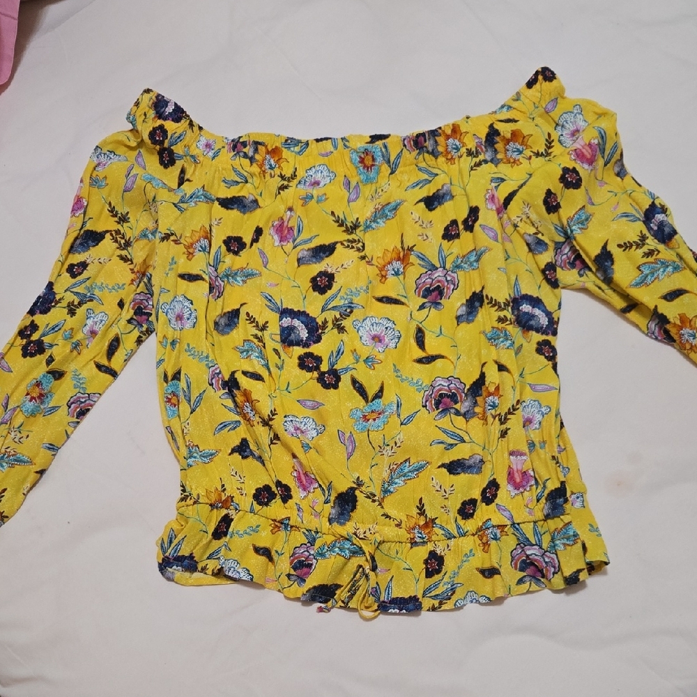 Karen Kane Yellow Floral Off-Shoulder Blouse
